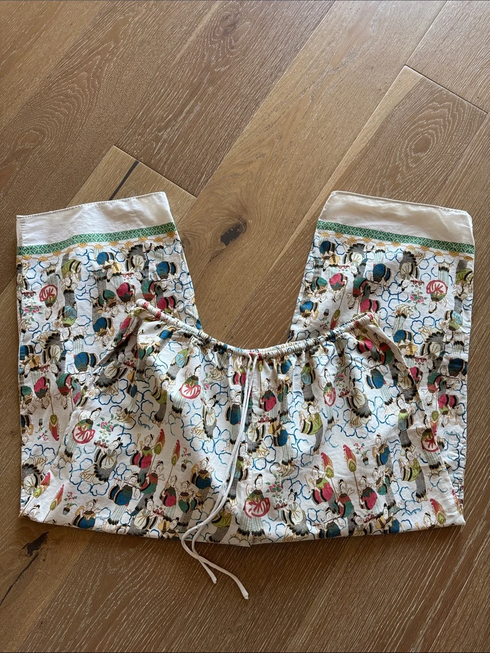 Josie Natori Asian Cropped pajama pants Womens XL 100% crisp Cotton pull on